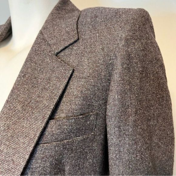 Vintage 100% virgin wool dark brown women blazer size S - Picture 10 of 10